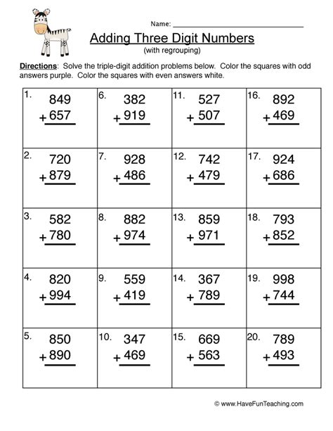 adding 3 digit numbers with regrouping worksheets.